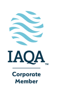 Logo with a blue circular design resembling waves above the letters IAQA. Below, the text reads Corporate Member, subtly hinting at expertise in mold testing and sampling.
